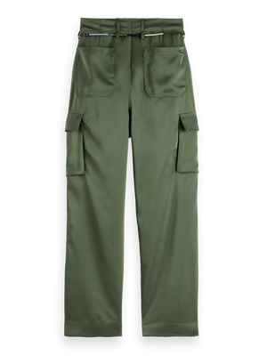 Faye High-Rise Tapered Leg Satin Cargo Pant