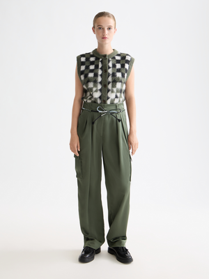 Faye High-Rise Tapered Leg Satin Cargo Pant