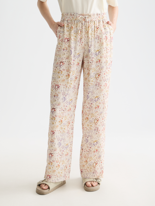 Gia - Pantalon large taille mi-haute à imprimé intégral