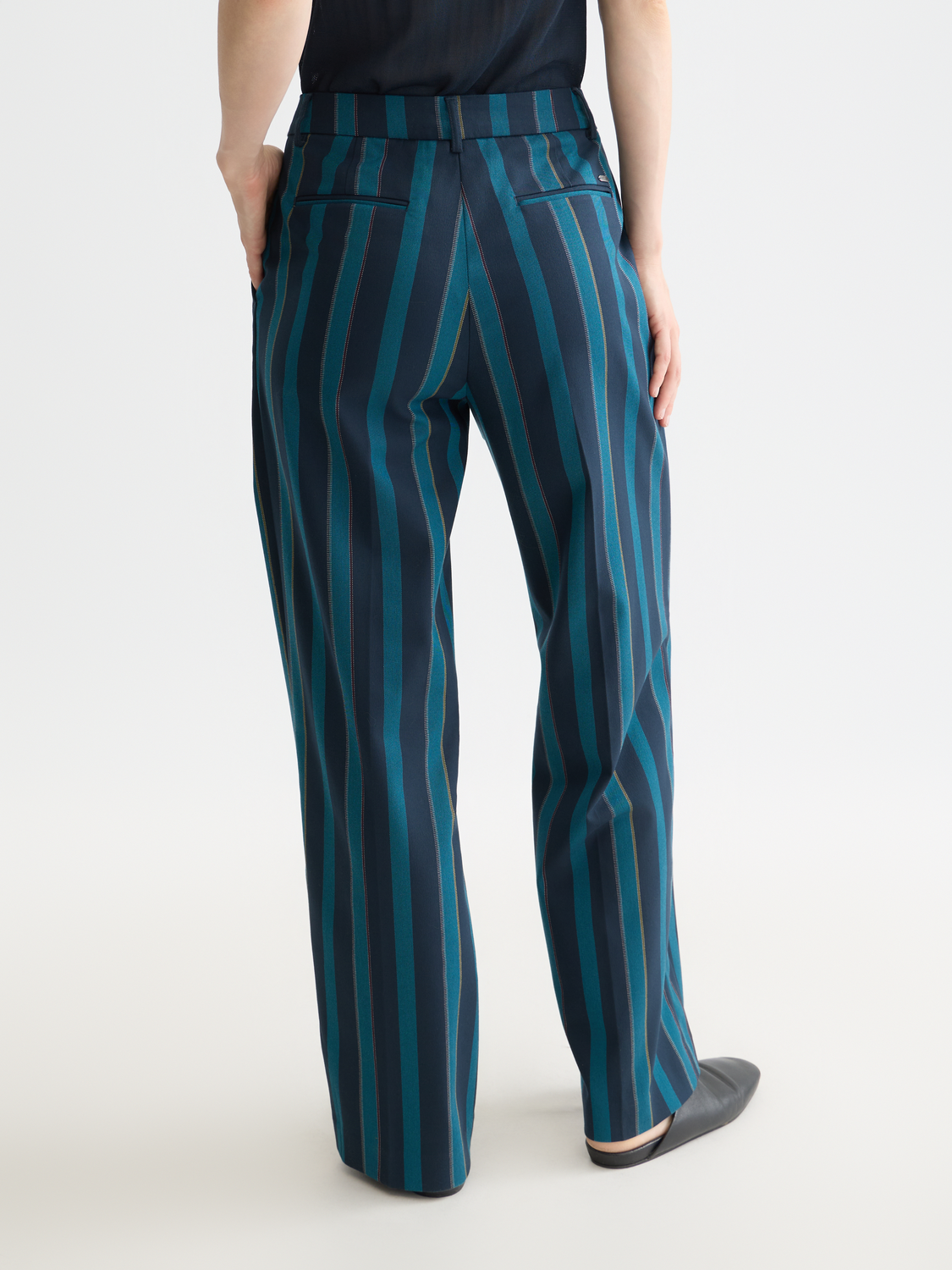 Edie - High Rise Wide Leg Blanket Stripe Pants