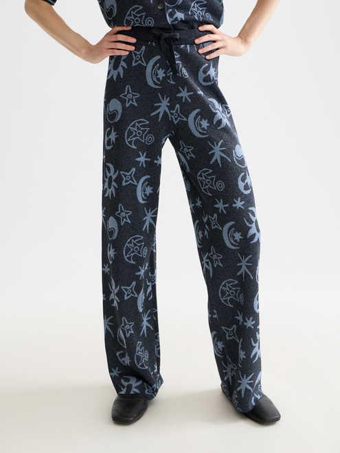 Pantalon en maille jacquard