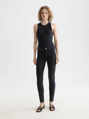 Essentials —  Bohemienne Mid Rise Skinny Jeans - Black Coast