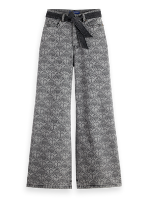 The Wave Wide Jeans — Monogram Black