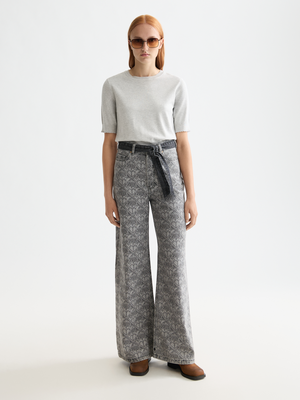 The Wave Wide Jeans — Monogram Black