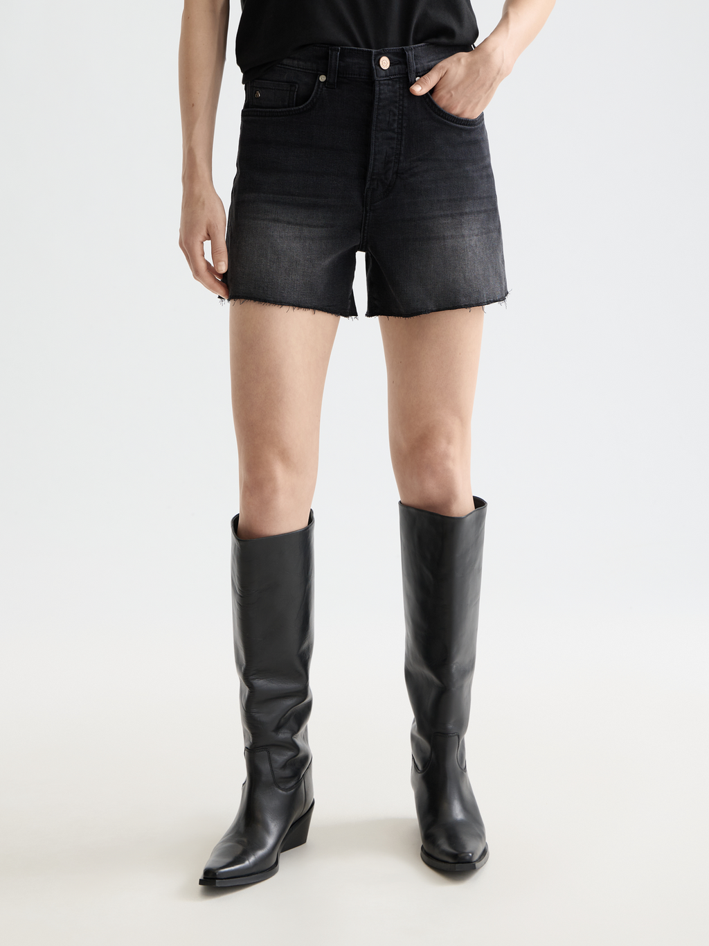 Core The Ray Cut Off Denim Short - Black Night