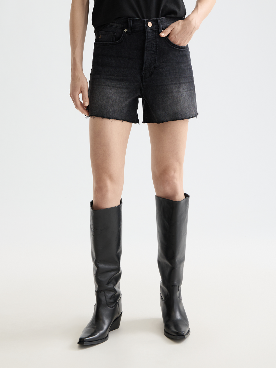 Core The Ray Cut Off Denim Short - Black Night