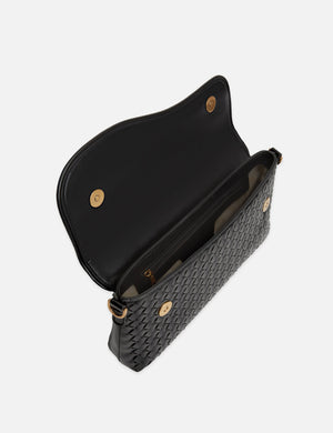 Faux Leather Woven Crossbody