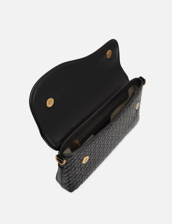 Faux Leather Woven Crossbody