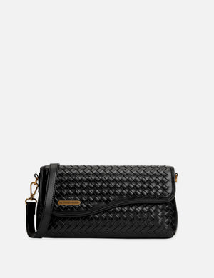 Faux Leather Woven Crossbody