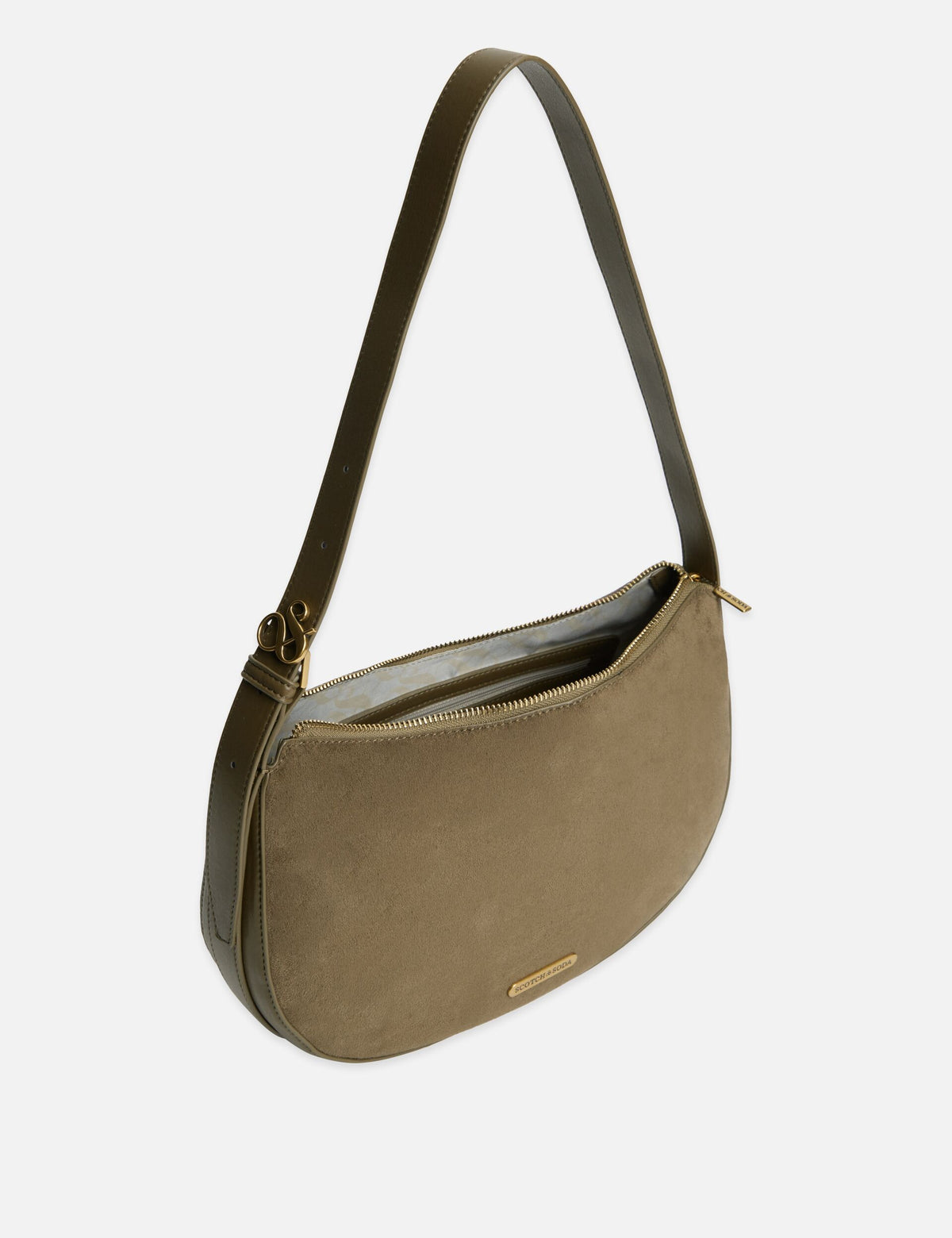Faux Suede Rounded Shoulder Bag