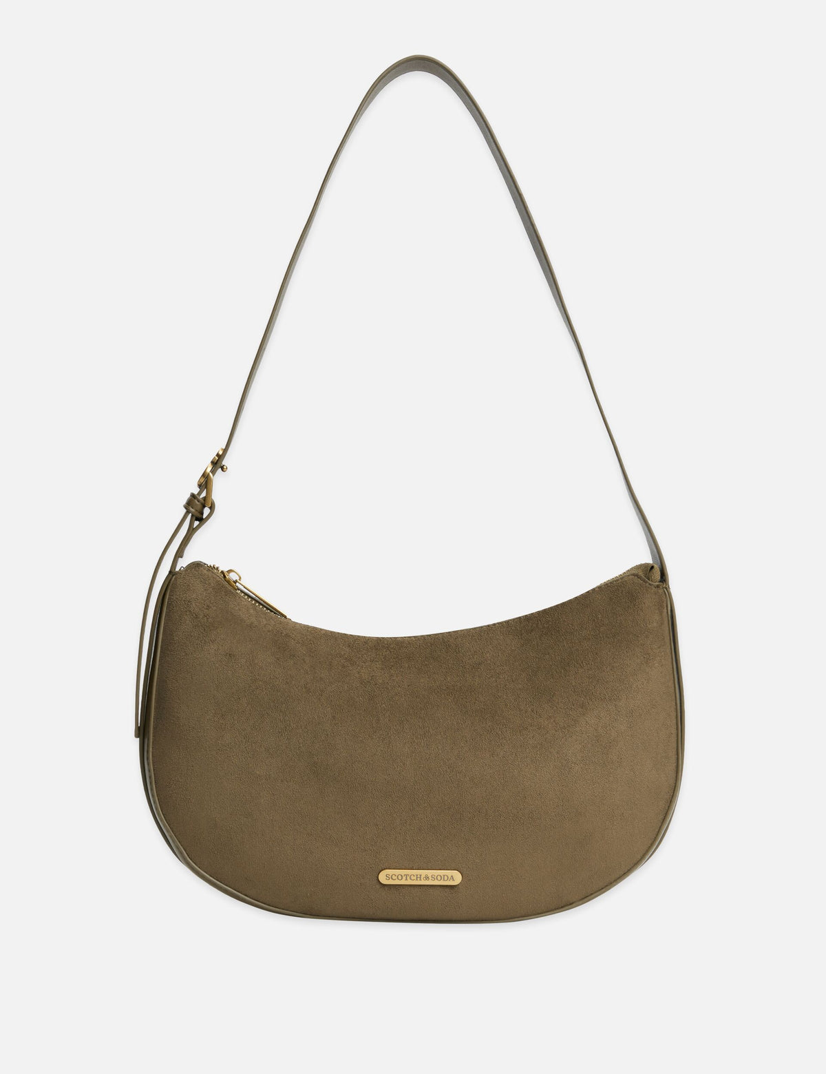 Faux Suede Rounded Shoulder Bag