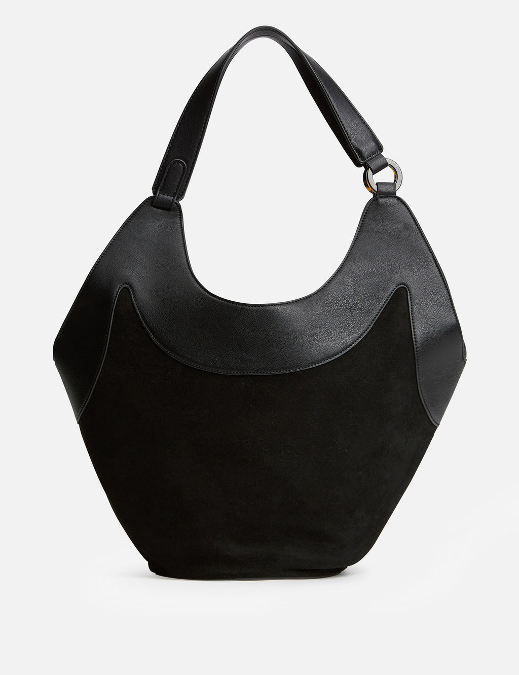 Faux Leather Bucket Tote Bag