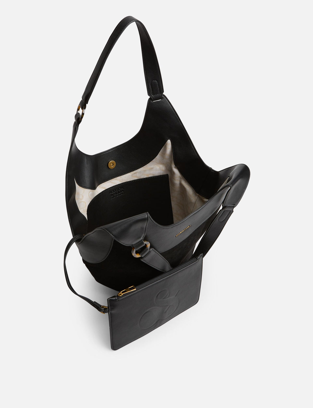Faux Leather Bucket Tote Bag