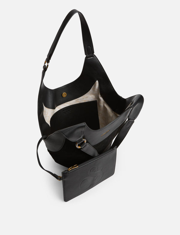 Faux Leather Bucket Tote Bag