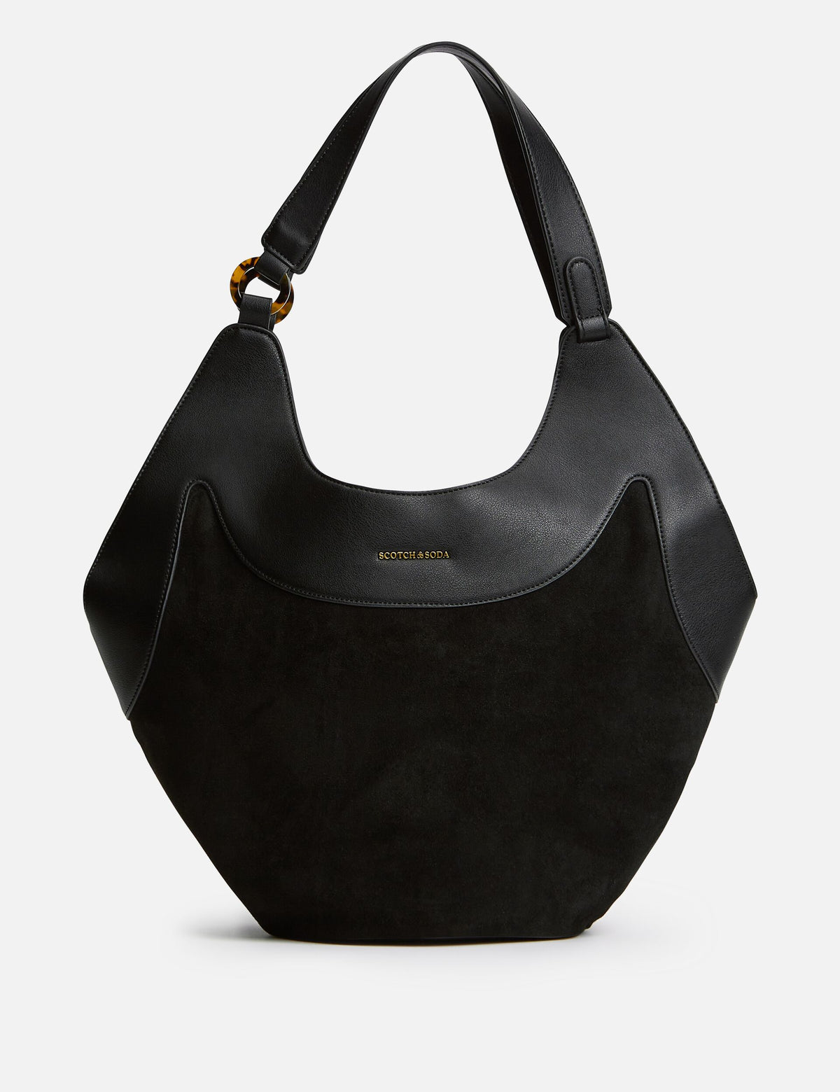 Faux Leather Bucket Tote Bag