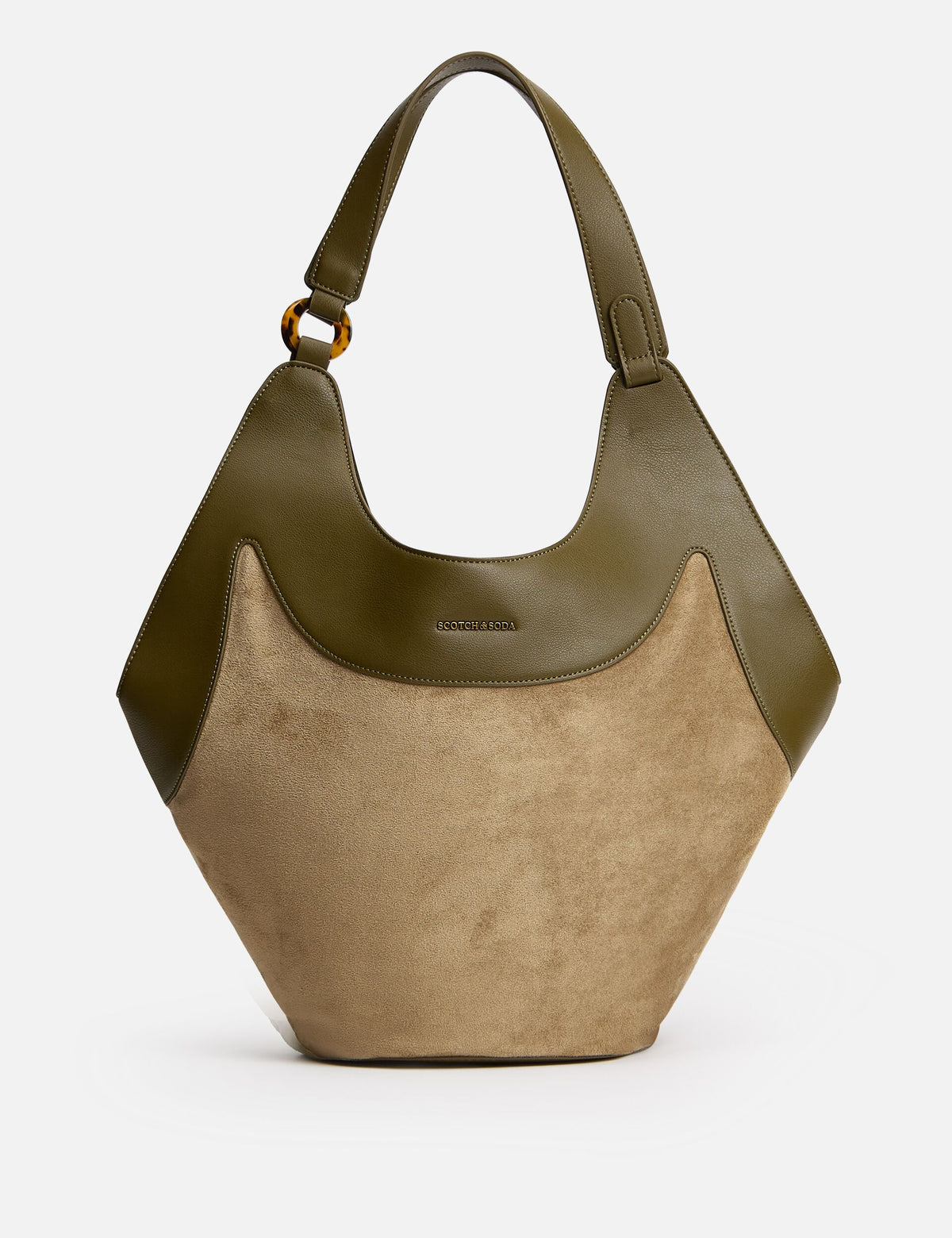 Faux Leather Bucket Tote Bag
