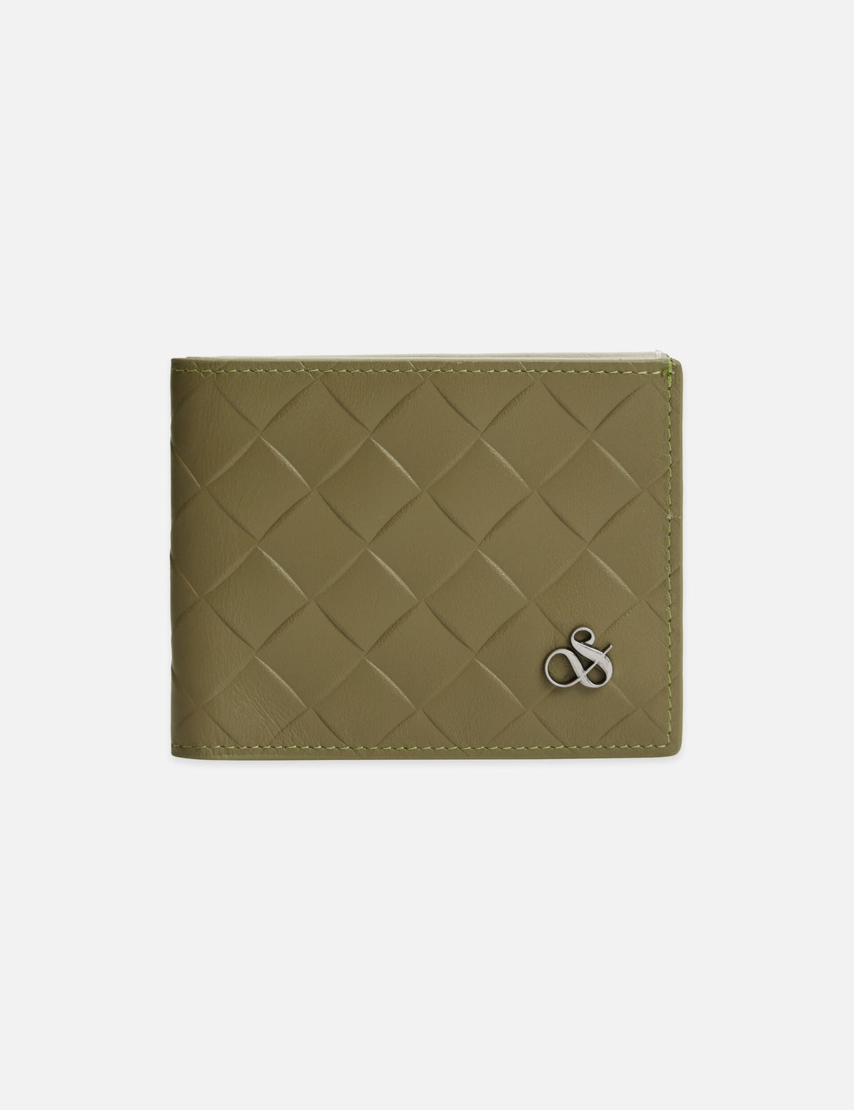 Two-Tone Woven Leather Bi-Fold Wallet