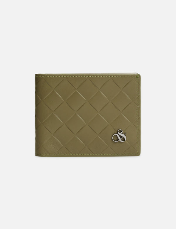 Two-Tone Woven Leather Bi-Fold Wallet