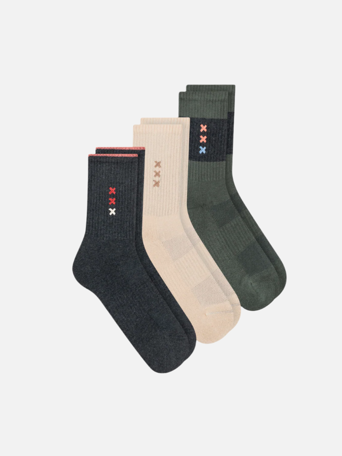 3er-Pack Damen-Crewsocken mit halbhohem Frotteeanteil