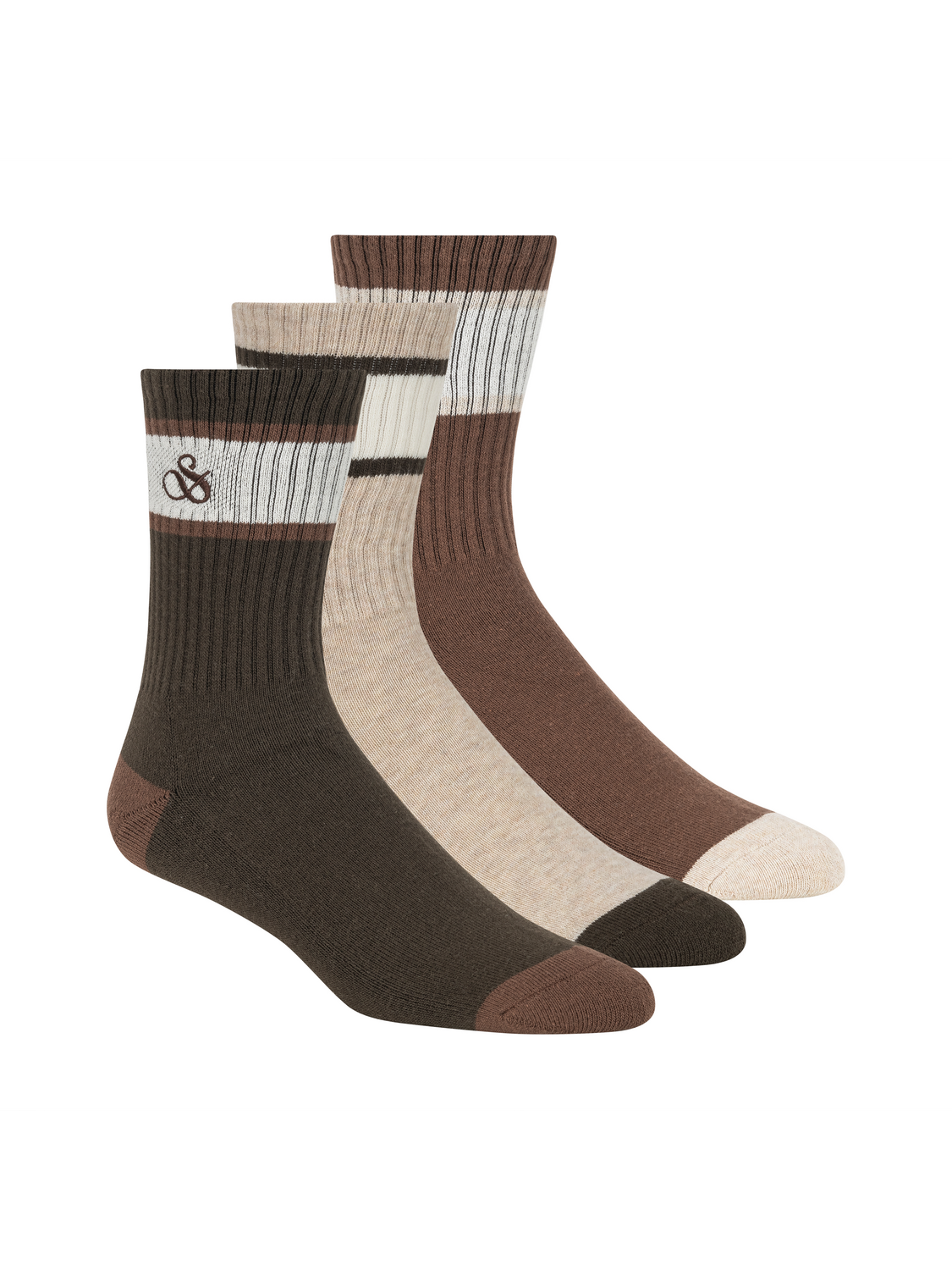 3-Pack 1/2 Terry Cotton Crew Sock