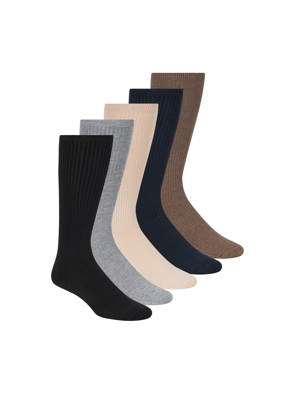 5-Pack 1/2 Non-Terry Cotton Crew Dress Sock