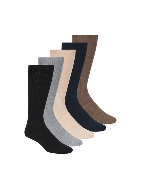 5-Pack 1/2 Non-Terry Cotton Crew Dress Sock