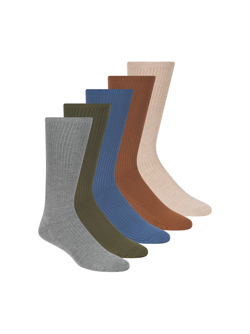 5-Pack 1/2 Non-Terry Cotton Crew Dress Sock