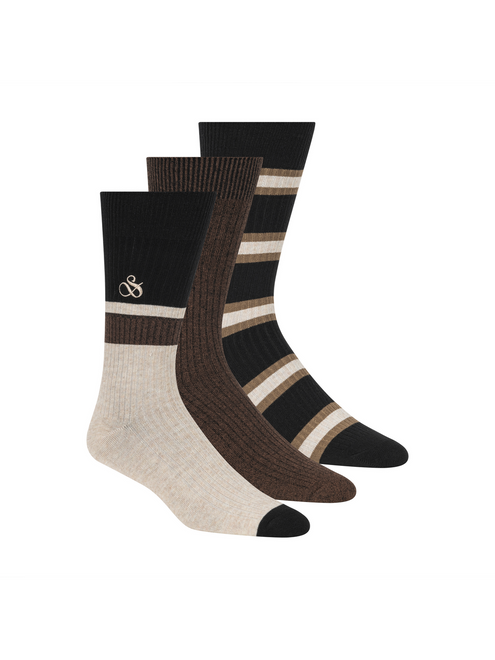 3-Pack 1/2 Non-Terry Cotton Crew Sock