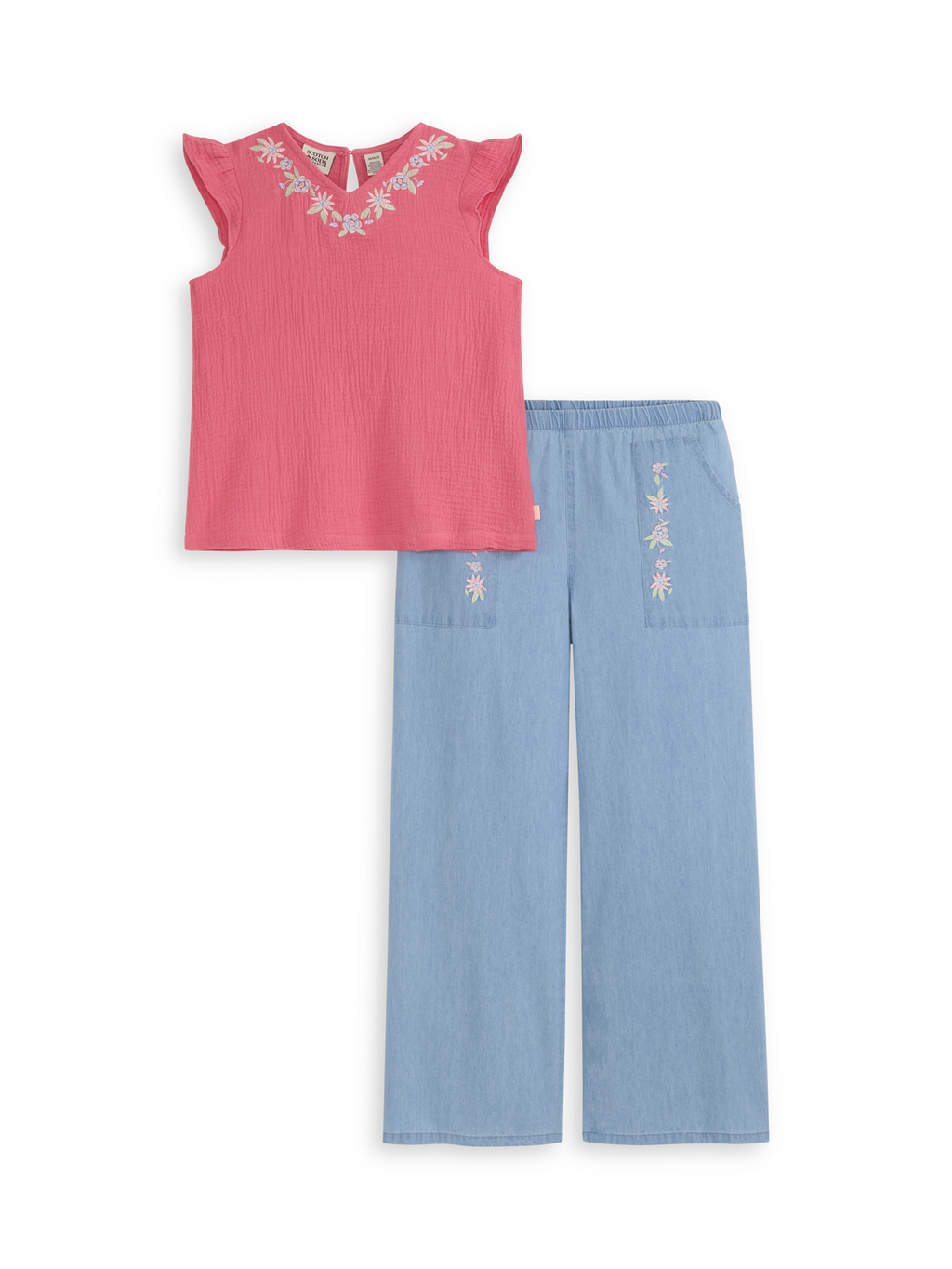 S&S Girls 2Pc Fashion Top & Denim Pant Set