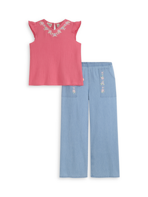 S&S Mädchen 2-teiliges modisches Oberteil & Jeanshose Set