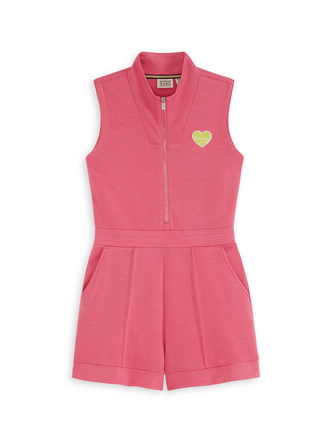 S&S Tennis Group Double Knit Half Zip Romper