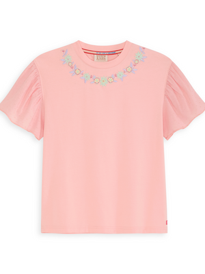 Girls' S&S Denim Group Stretch Jersey/ Swiss Dot Fashion Top
