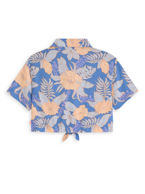 Girls' Ss Tie Front Button Up Top