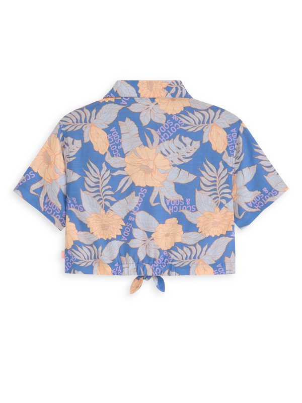 Girls' Ss Tie Front Button Up Top