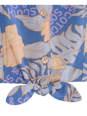 Girls' Ss Tie Front Button Up Top
