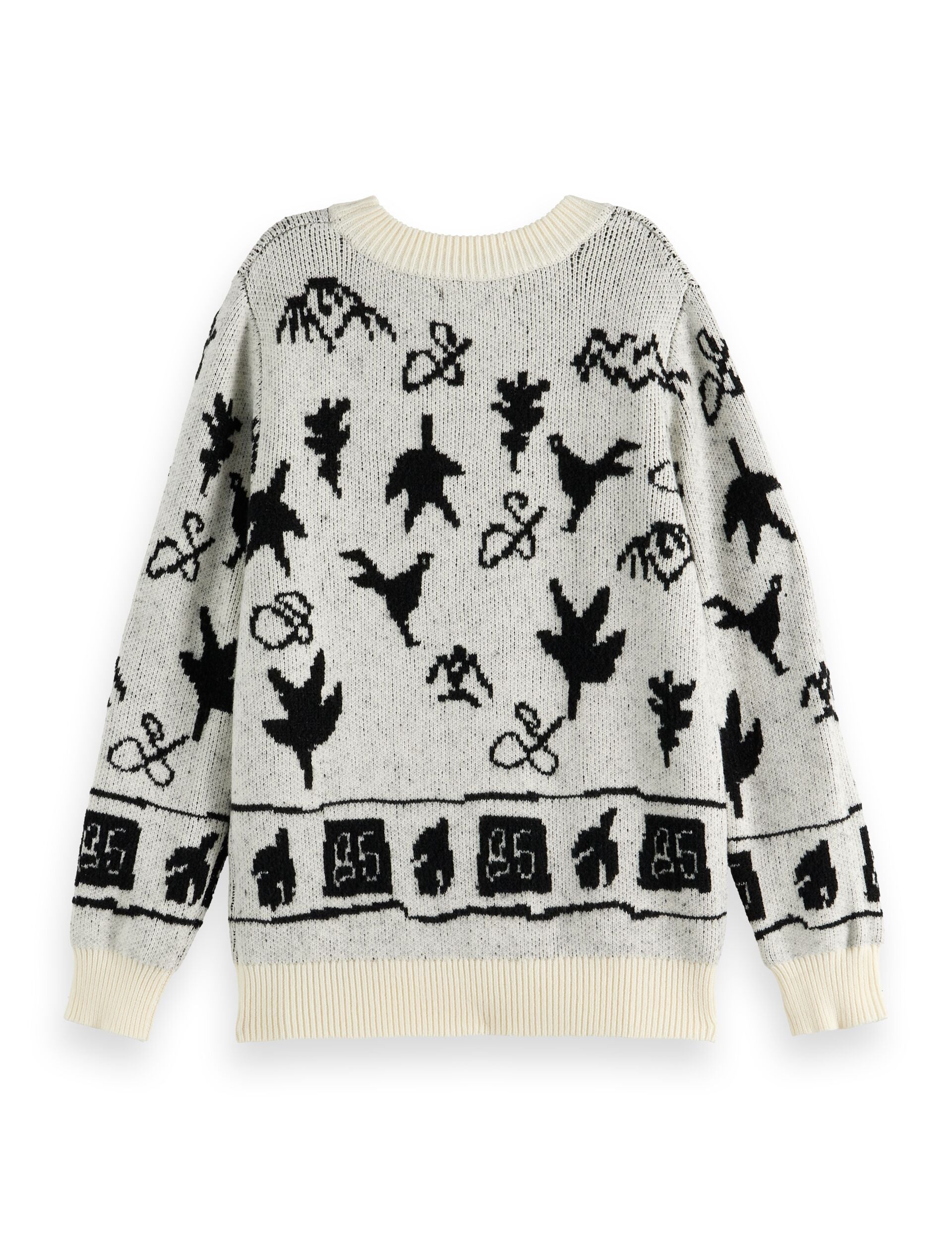 Loose-fit intarsia knitted pullover