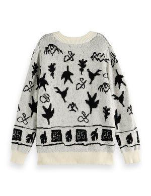 Boys' Loose Fit Intarsia Knitted Pullover