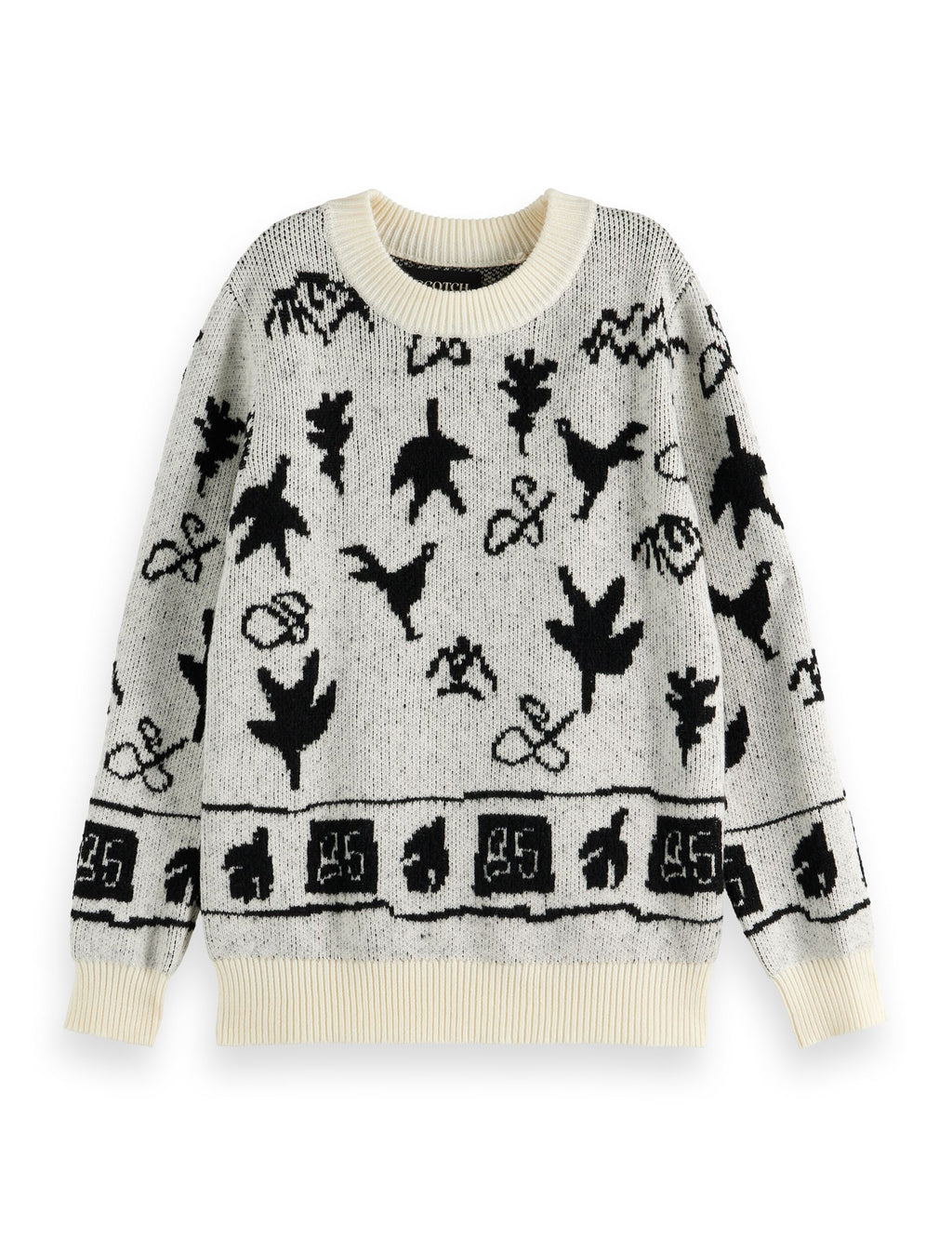 Loose-fit intarsia knitted pullover