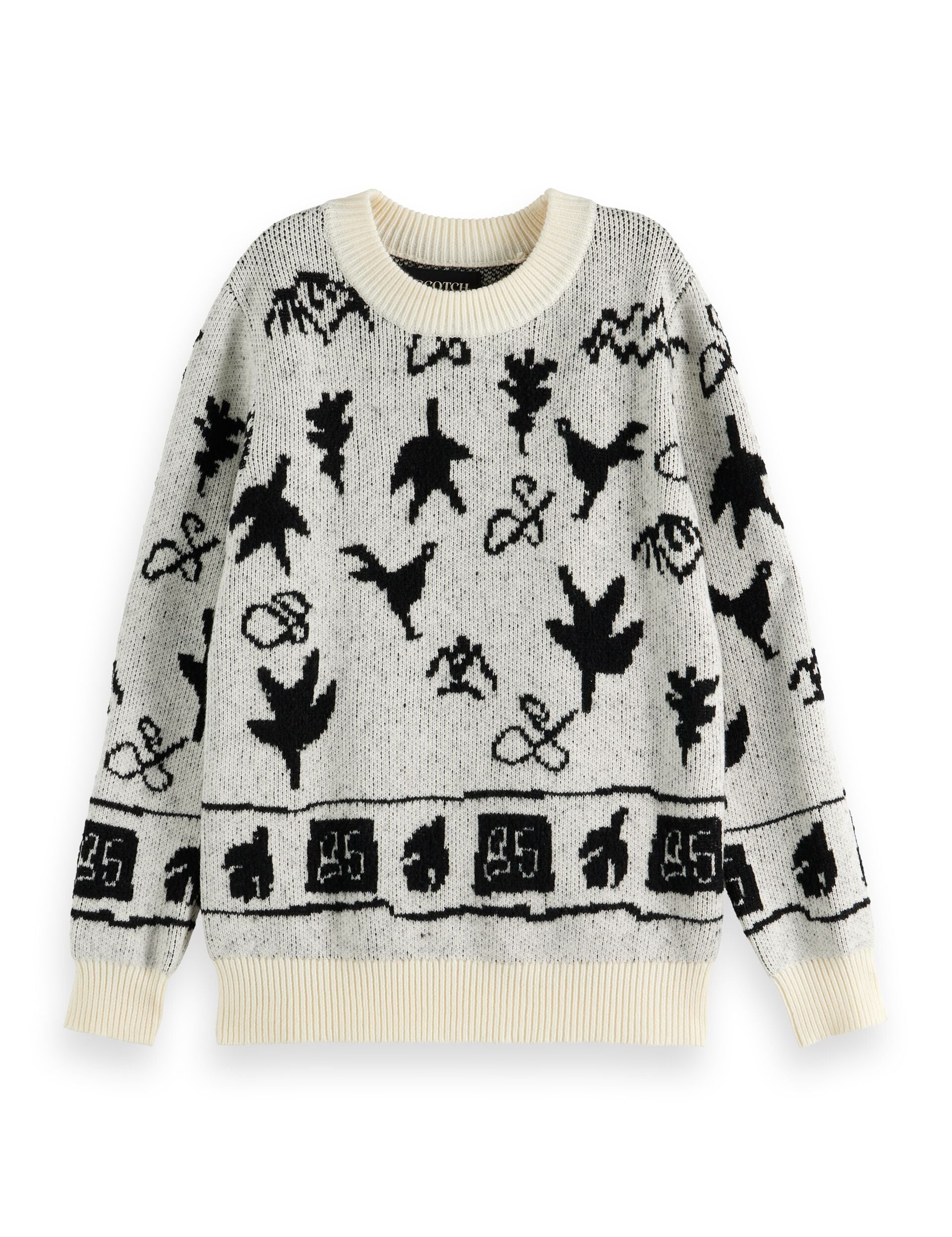 Loose-fit intarsia knitted pullover