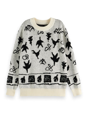Boys' Loose Fit Intarsia Knitted Pullover