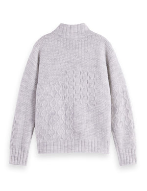 Girls' Patchwork melange alpaca-blend cardigan