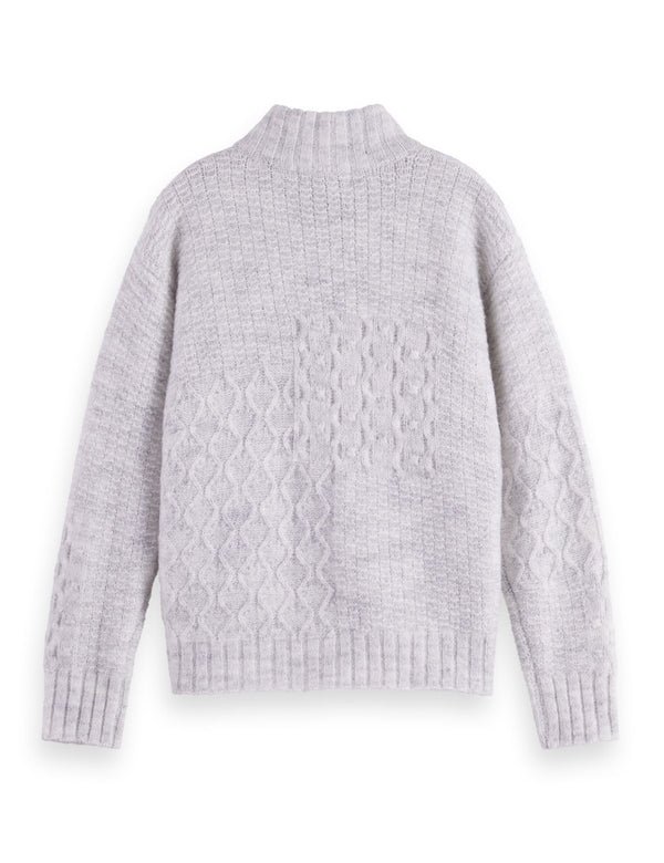Girls' Patchwork melange alpaca-blend cardigan