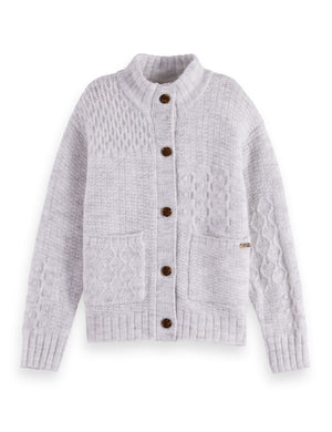 Girls' Patchwork melange alpaca-blend cardigan
