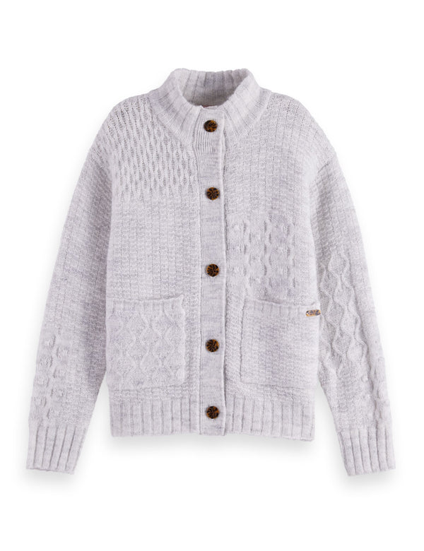 Girls' Patchwork melange alpaca-blend cardigan