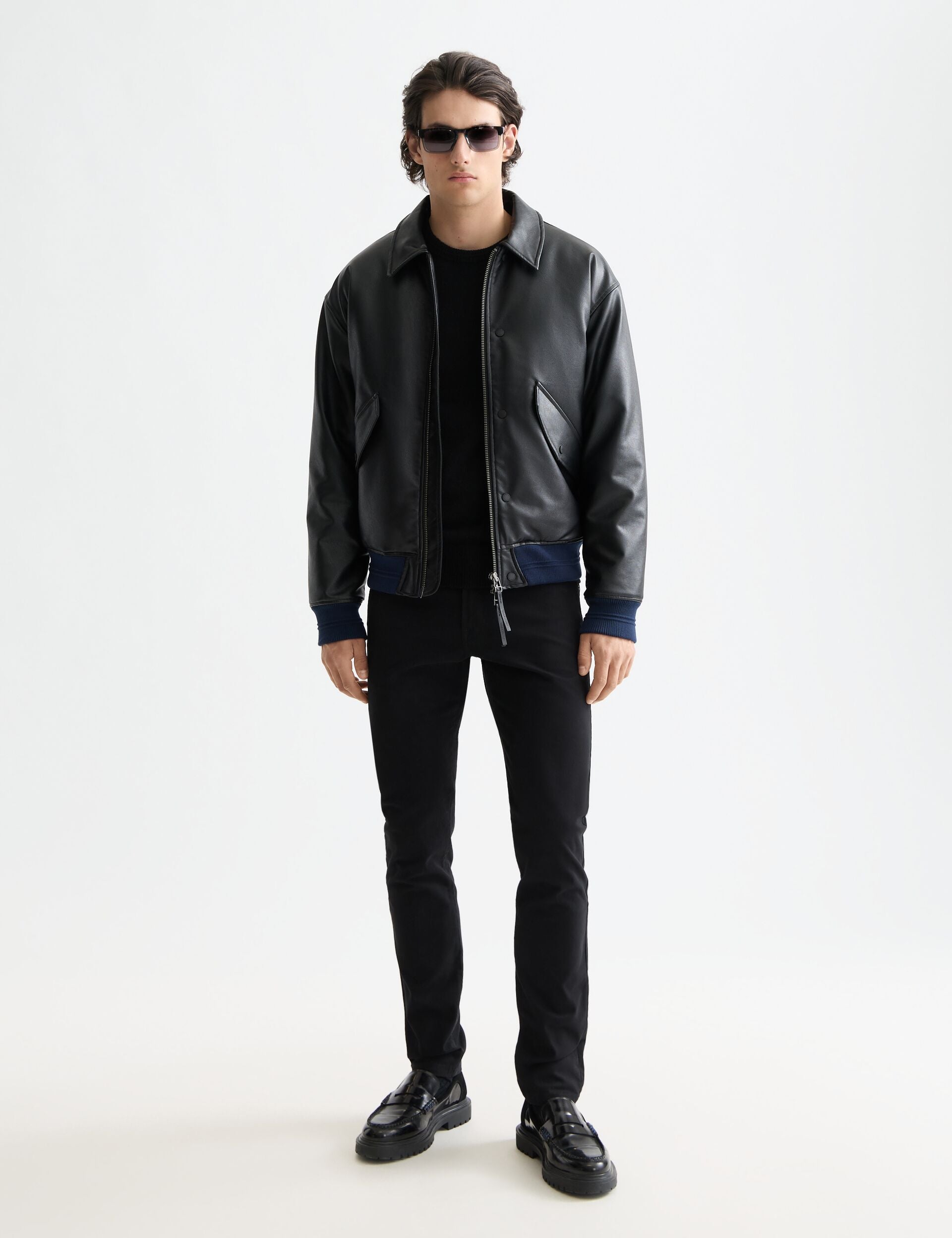 Faux leather puffer