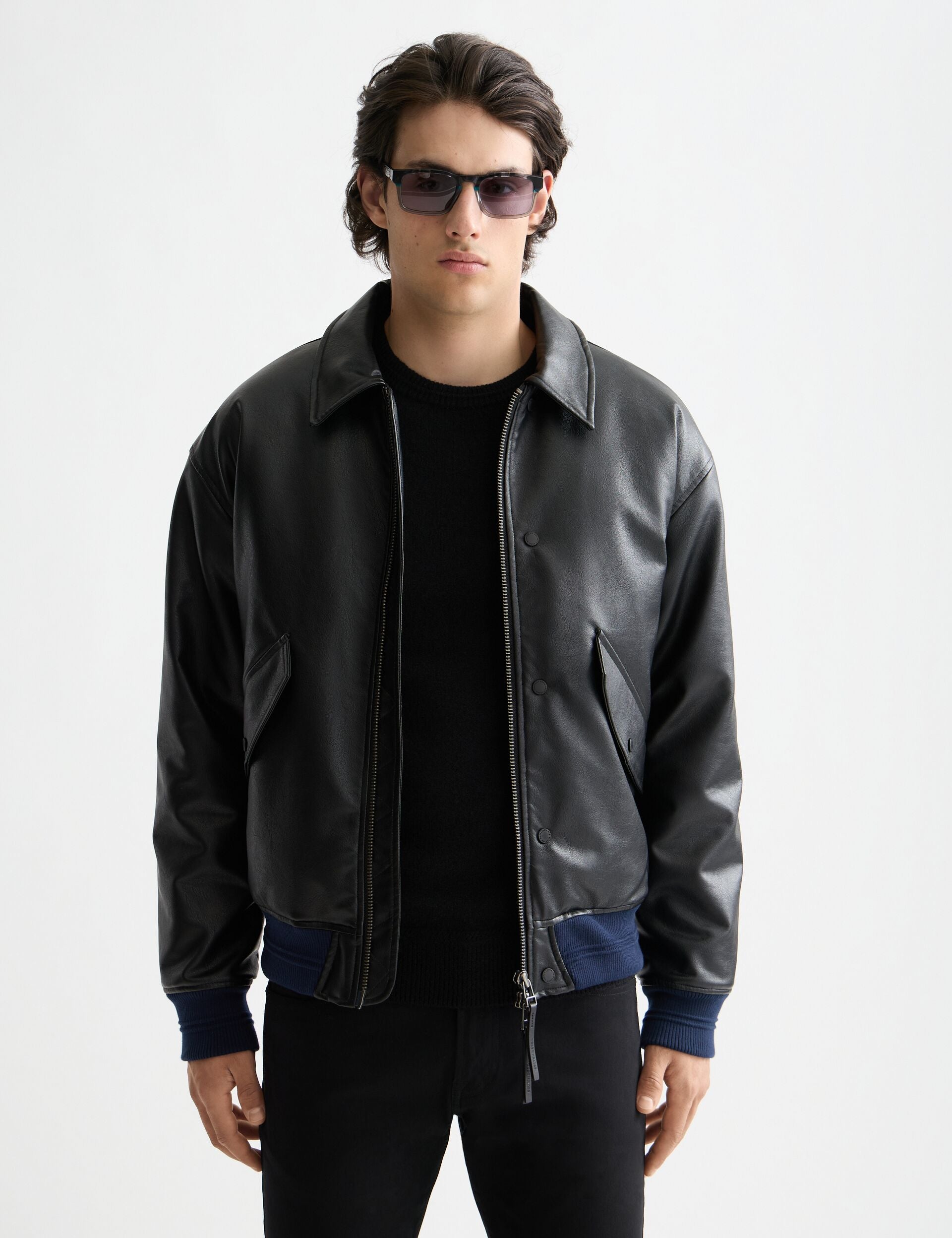 Faux leather puffer