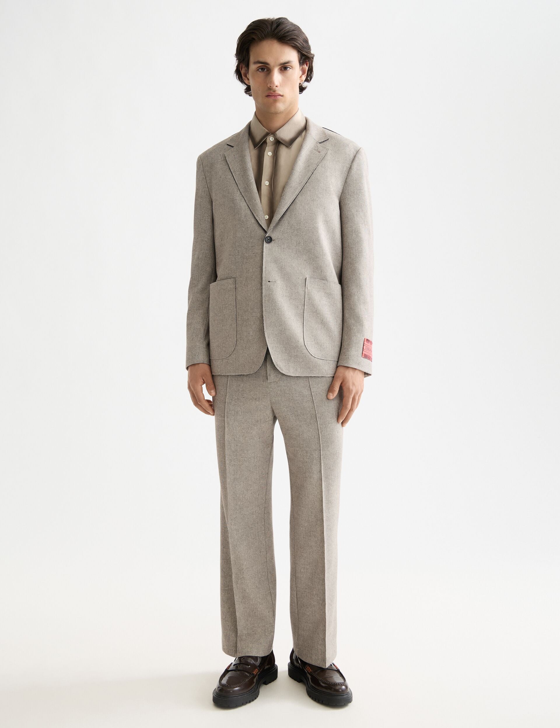 Unconstructed melange jersey relaxed fit blazer