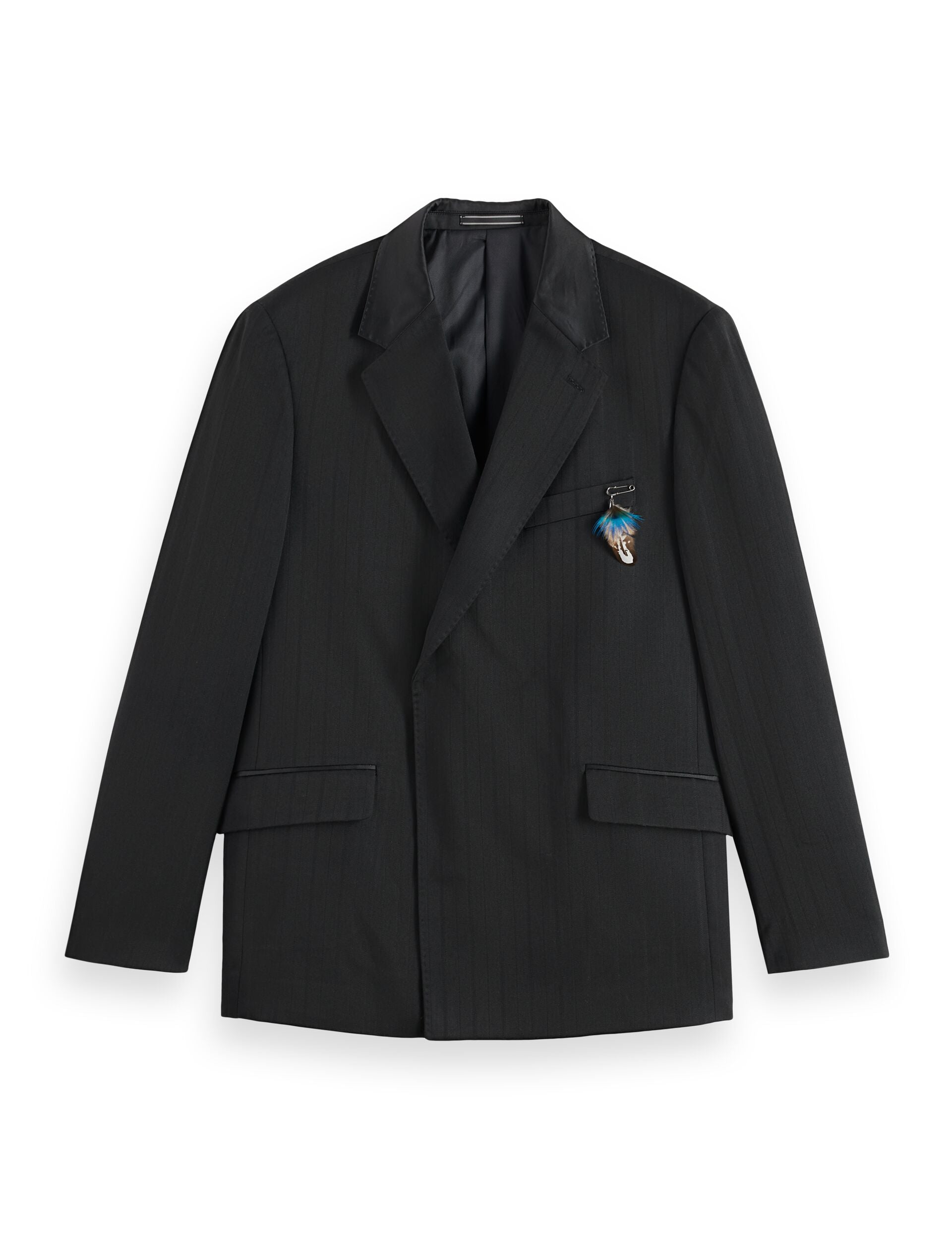 Festive double-breasted structured stripe relaxed fit blazer