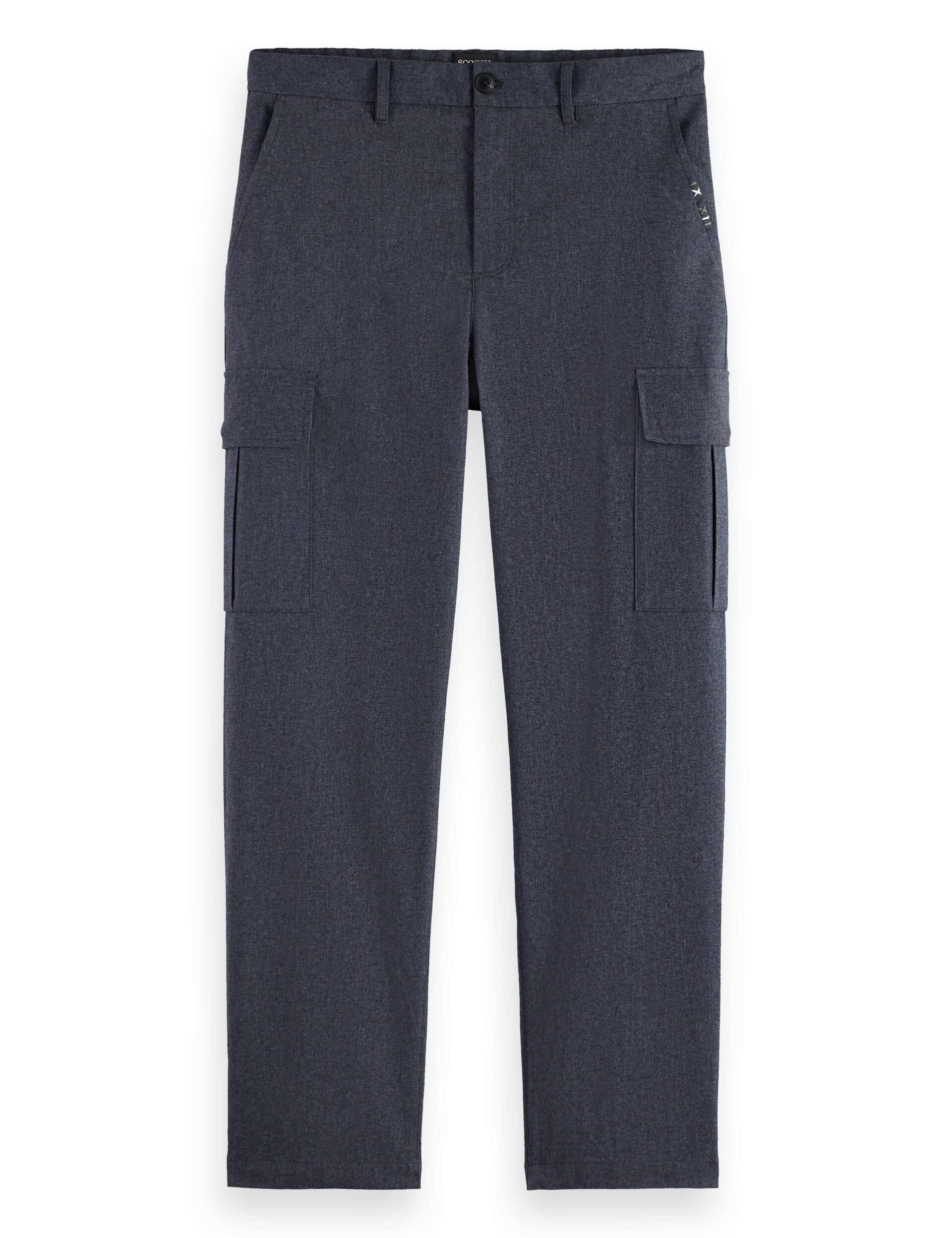 Melange cotton-blend relaxed straight fit cargo