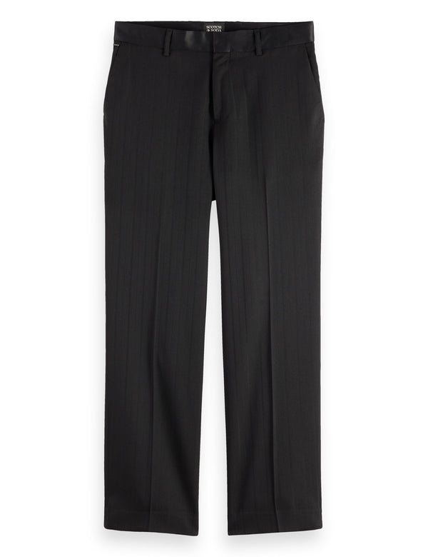 Otis- sateen-trimmed structure stripe relaxed straight chino